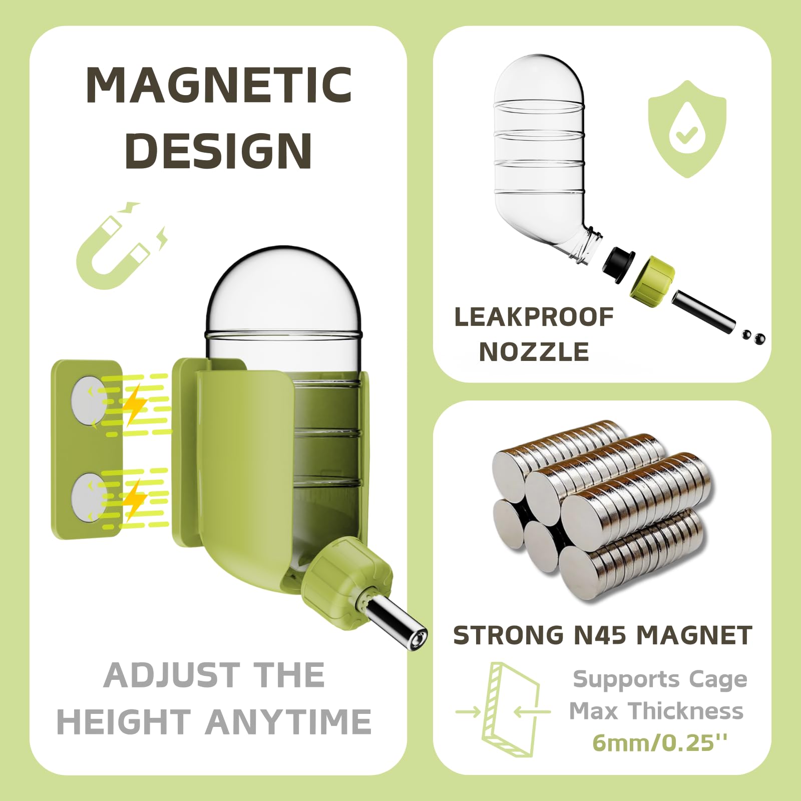 Hamster Water Bottle with Magnetic Holder - Image 2