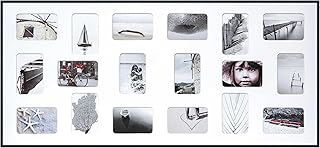 DEHA Design Collagerahmen mit Passepartout, 109,2 x 49,5 cm, Aluminium, Schwarz matt, Collage mit 18 Bildern zum Aufhängen im Hoch- & Querformat, bruchsicheres Kunstglas, Tribeca