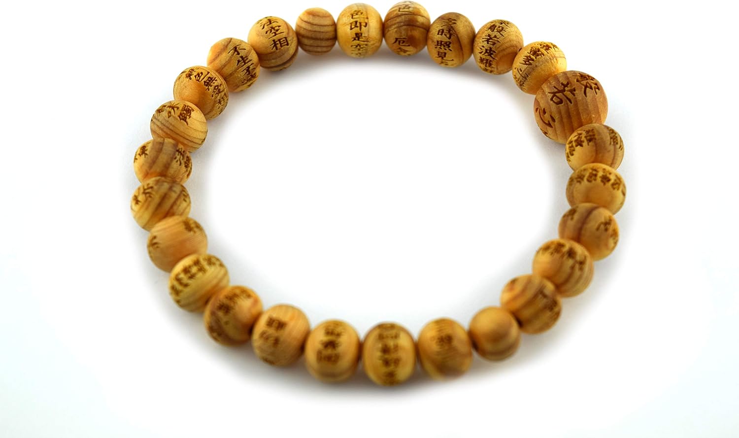京都あさひ屋 Japan Kisohinoki Aroma Wood Beads Bracelet Rosary Juzu Heart Sutra Handmade for Unisex Stretch Elastic Wood bracelet for Men&Women Gift for Unisex