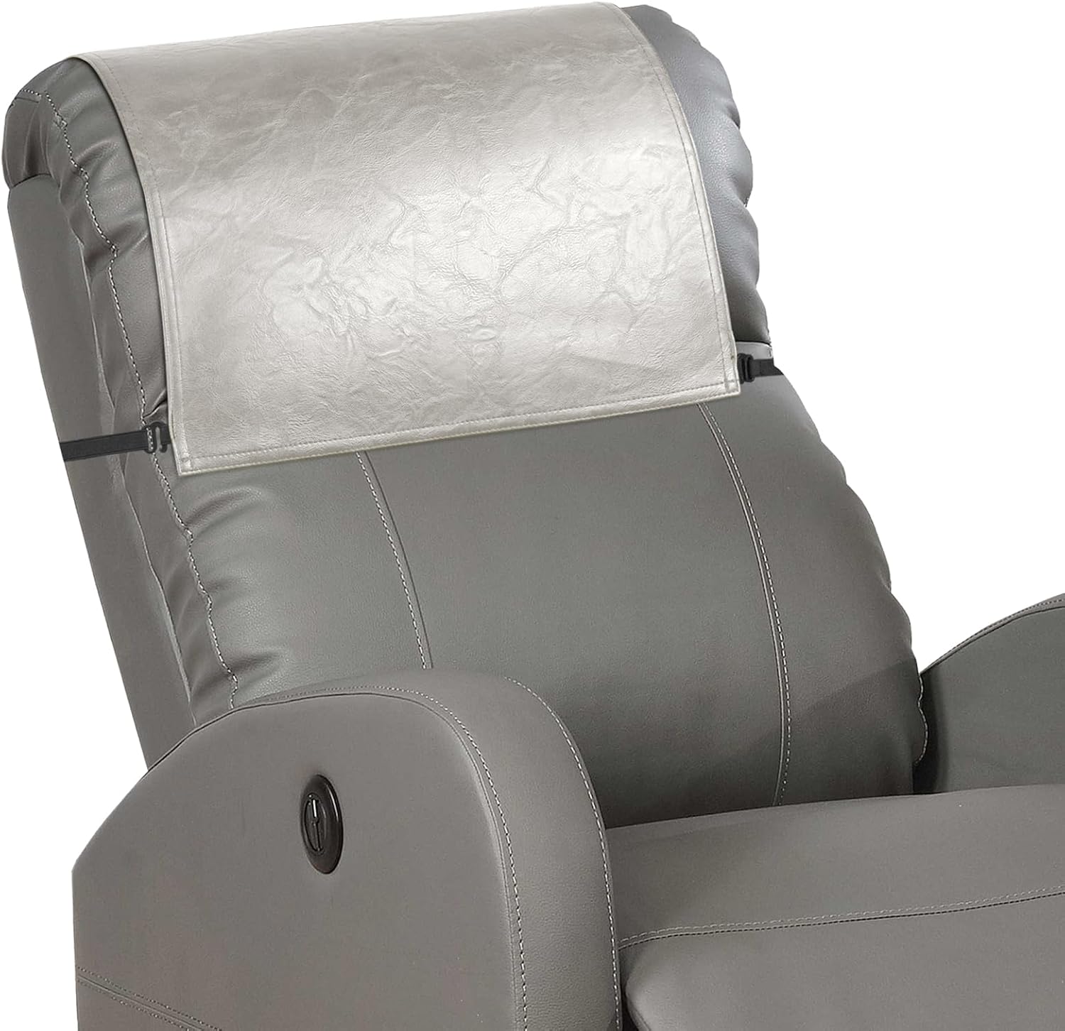 Recliner Headrest Protector,Non Slip Waterproof Headrest Cover,Leather Recliner Headrest Cover for Sofa,Furniture,Living Room,Office Chair 17x27 in(Beige)