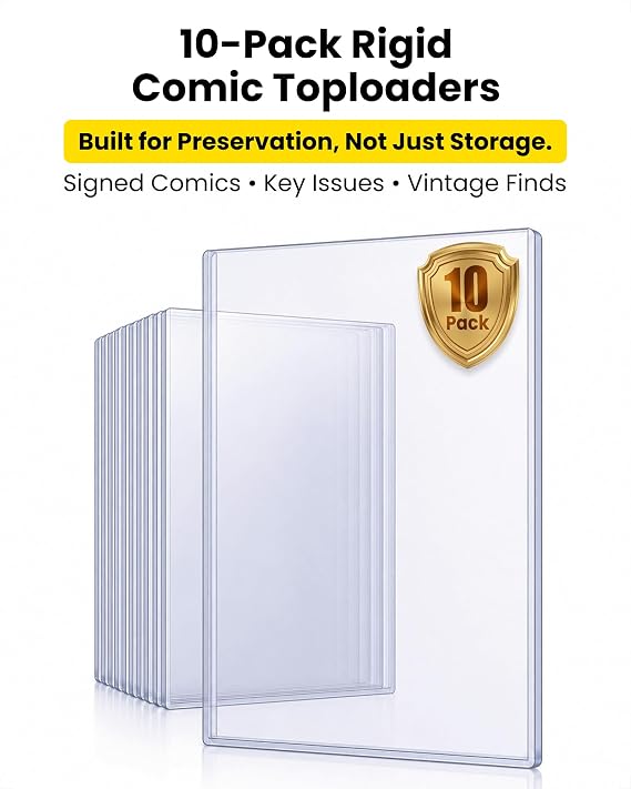 10 Pack Current Comic Book Top Loaders, 15 Mil Rigid