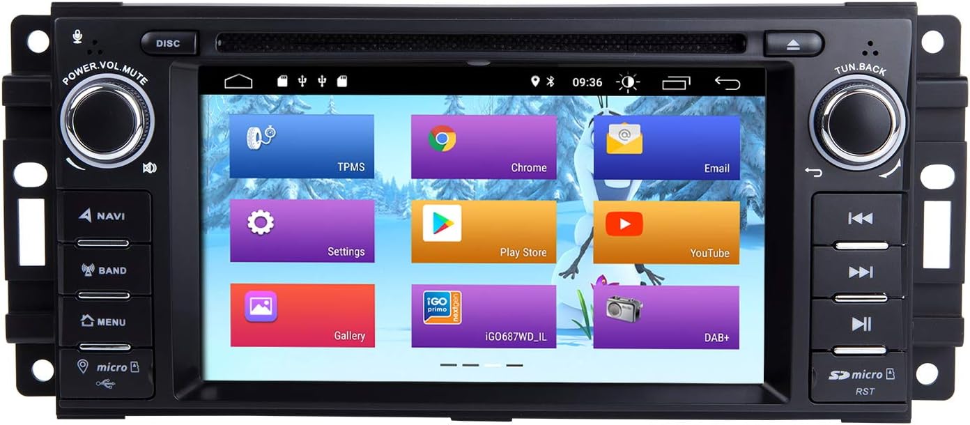 for Dodge Ram Challenger Jeep Wrangler JK Single Din Head Unit Android 10 Car Radio Car Audio Stereo GPS Navigation Support DSP IPS DAB WiFi OBD2 Steering Wheel Control