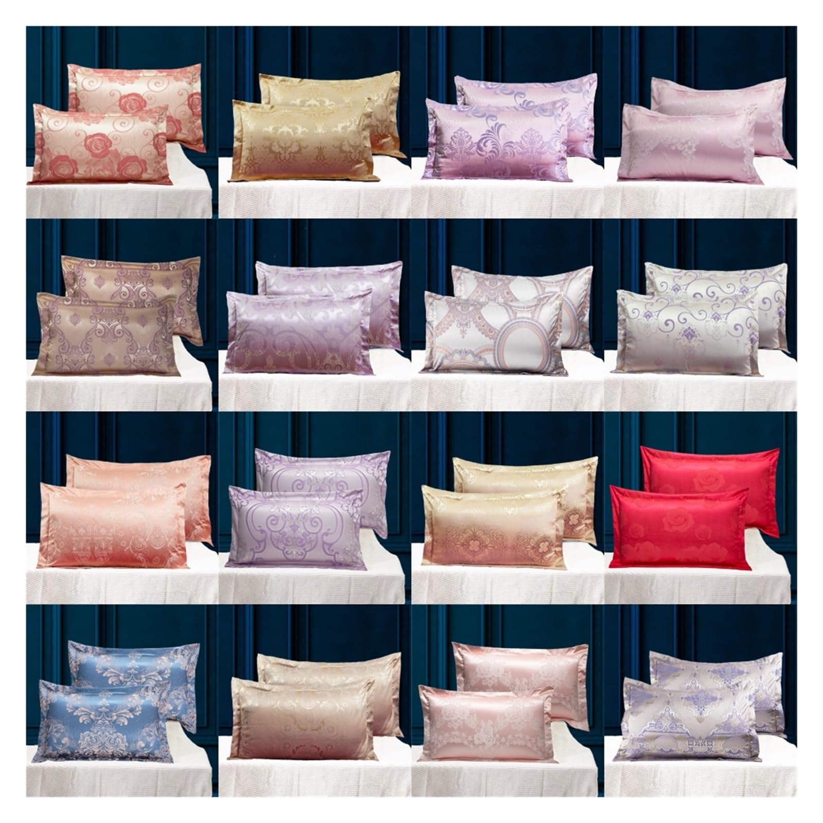 Federa in Seta Federa for Busta Jacquard di Lusso 48x74 cm Federa for Cuscino for Adulto Federa Decorativa in Raso(F 25,48x74cm 2PCS)
