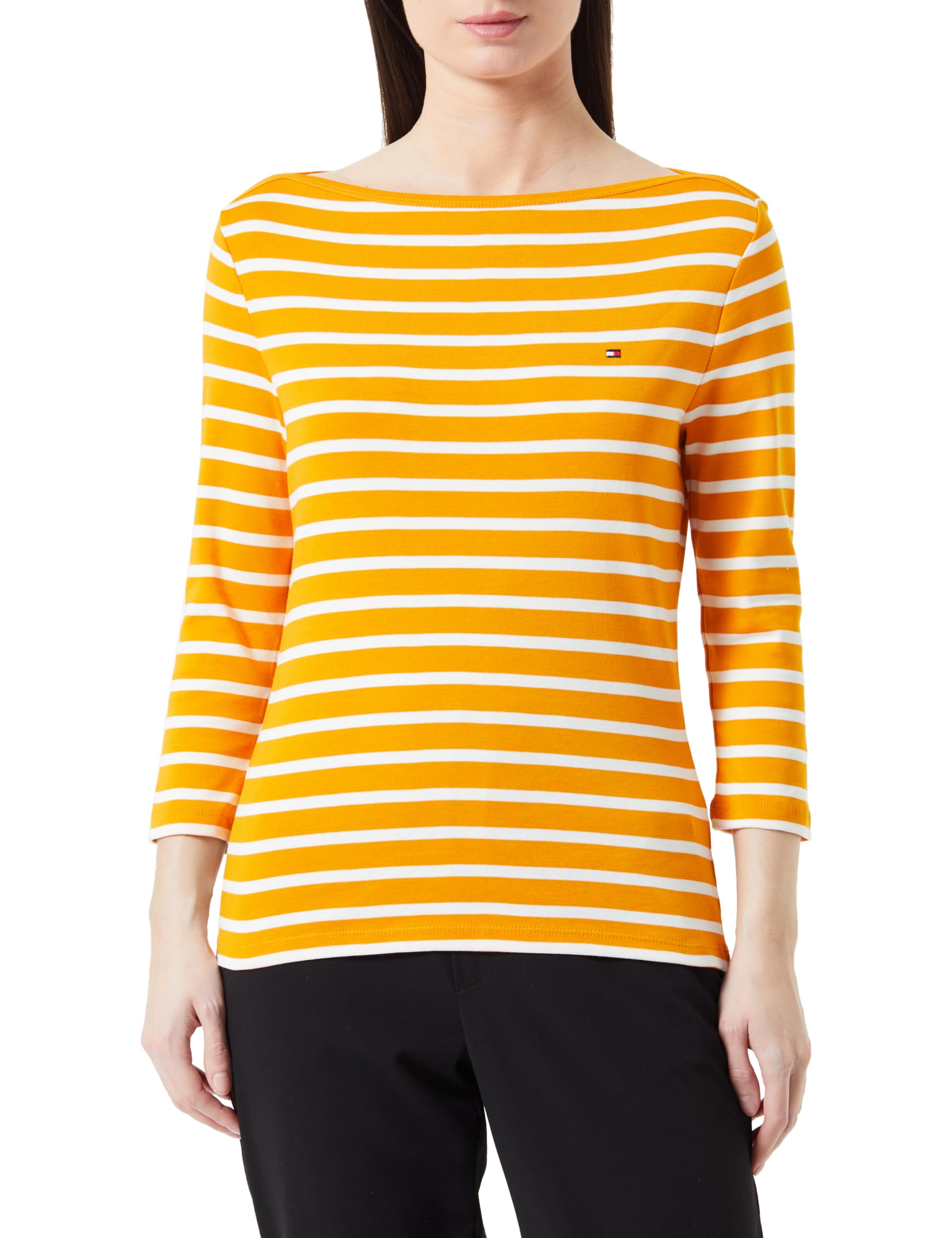 Tommy Hilfiger Damen Langarmshirt New Cody Slim U-Boot-Ausschnitt