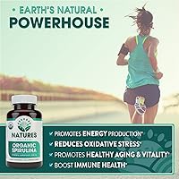 Vista 2 de Tabletas de espirulina orgánica USDA - Suplemento superalimento verde sin OGM: 3000 mg de algas verdes azules frescas, veganas, sin gluten