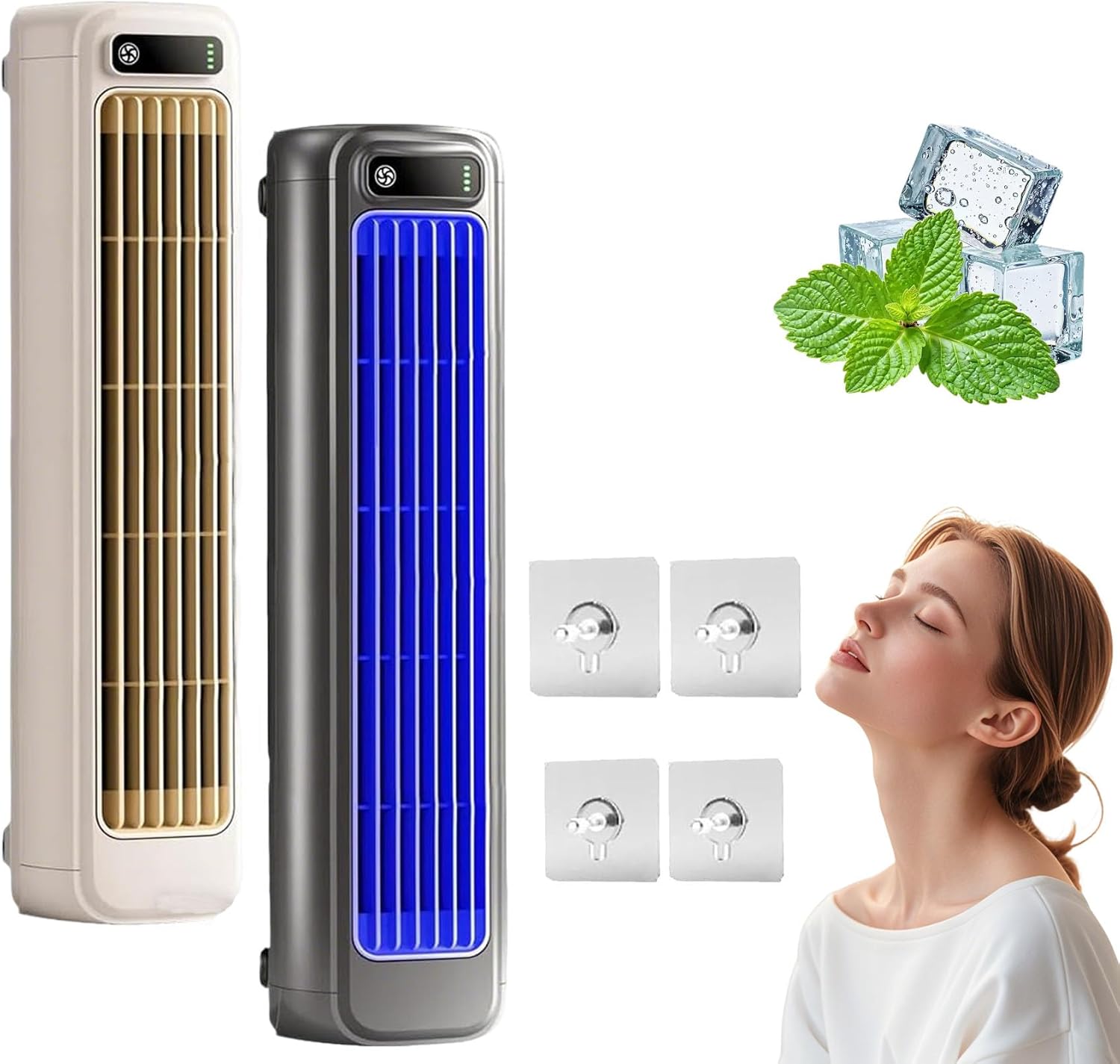 2026 New Portable Air Conditioner-Cooling Fan With 3 Speeds & Led Touch Screen, Portable Cooling Air Conditioner Quiet, Usb Rechargeable Air Cooler For Bedroom Kitchen Office Home (2pcs)