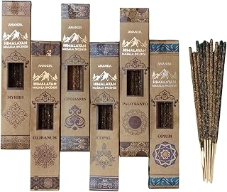 Himalayan Masala Smudge Incense Sticks, Palo Santo, Copal, Myrrh, Cinnamon, Opium, Olibanum, 6 Packs x 10 Sticks (60 Sticks), Long Burning, Handcrafted Smudge Series