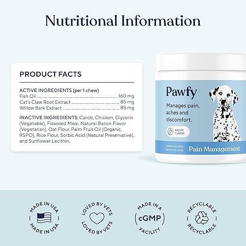 Miniatura 4 de Pawfy Manejo avanzado del dolor: vitaminas y suplementos esenciales con Omega 3 | Suplemento articular para perros – Apoya la salud de la cadera y