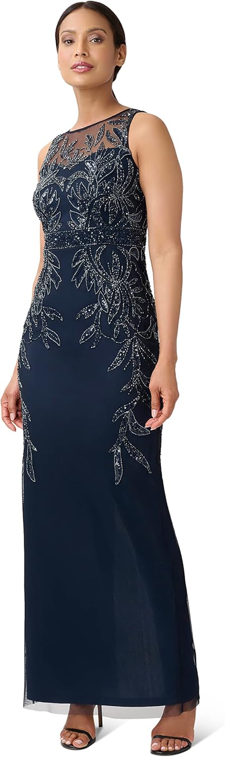 Adrianna Papell Women's Beaded Column Gown