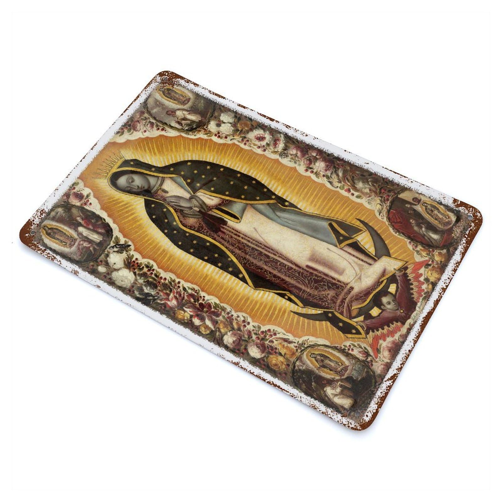 Rusty Metal Tin Sign Virgin of Guadalupe 11.8"x7.9", Classic Wall Plaque for Cafe, Home Bar And Lounge Decor