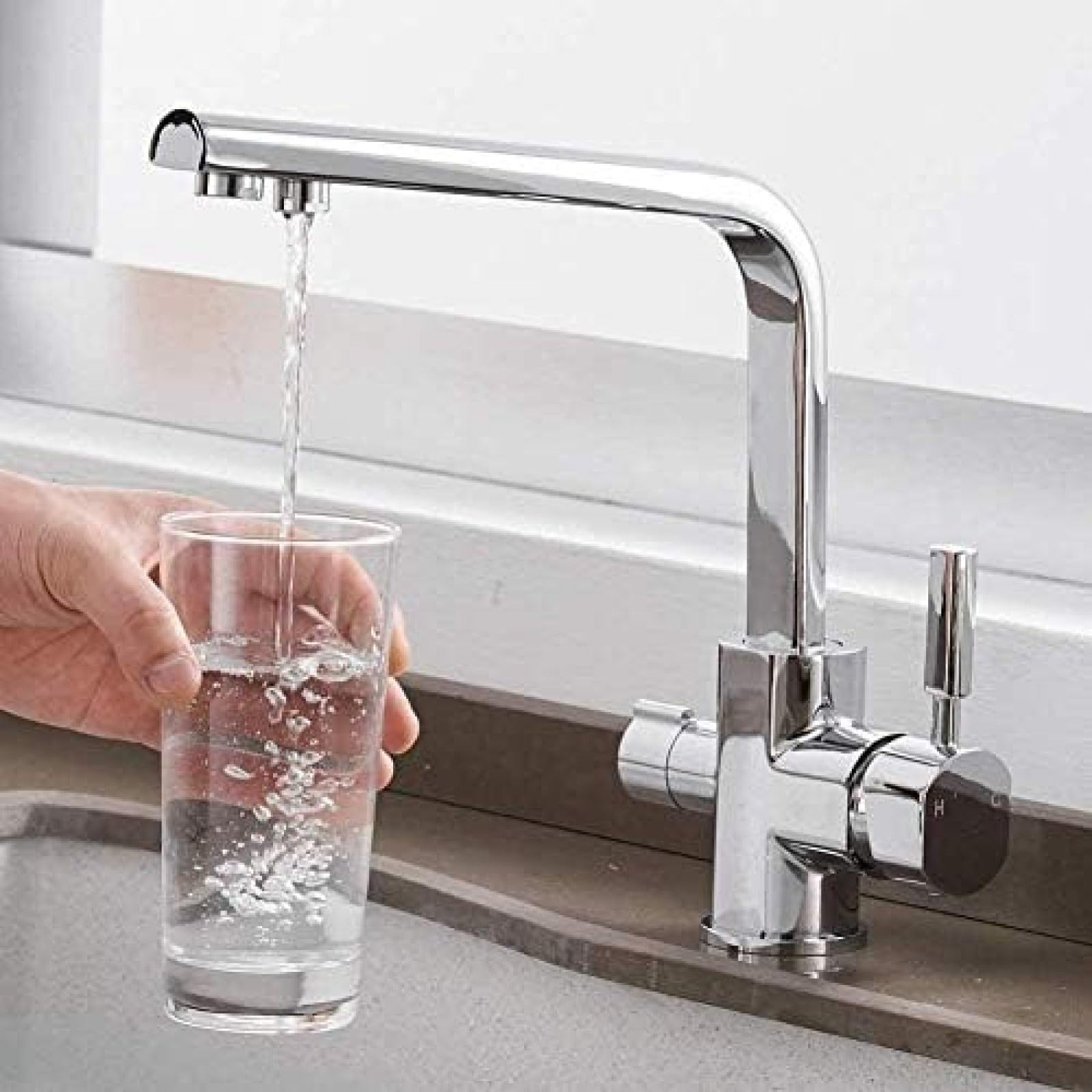 Robinet de cuisine avec filtre à eau intégré en laiton pour évier