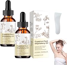 2 PCS Cyperus Rotundus Oil Cyprus Rotundus Oil Organic Cyperus Gentle Natural Nut Grass Reduce Body Hair Growth Soothe Skin with Scraper for Hair Growth Inhibition and Skin Care (120ml)