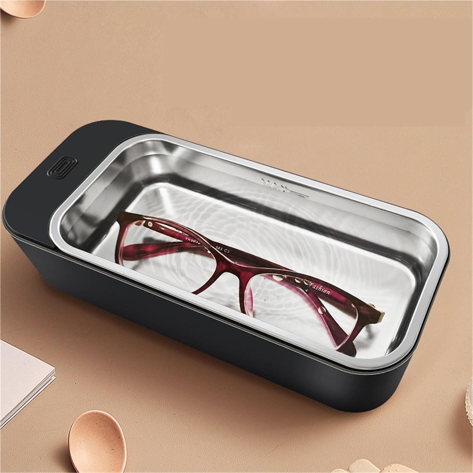 Per occhiali, Pulitore ad ultrasuoni Mini pulitore elettrico for pennelli da trucco portatile for uso domestico con vibrazione for gioielli, orologi e occhiali,Pulizia gioielli(White)