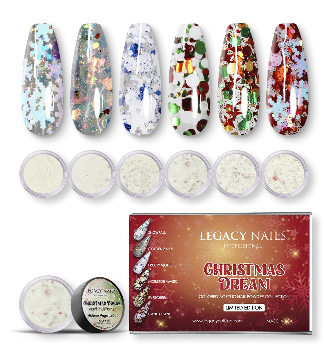 Legacy Nails Professional Acrylic Powder Kit, 6-Piece Nail Art Set