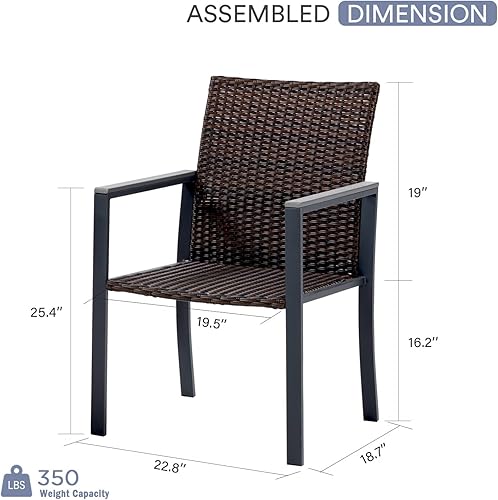 Miniatura 3 de VICLLAX Juego de 4 sillas de mimbre para exteriores, sillas de comedor de ratán para patio con marco resistente a la intemperie para jardín, porche,