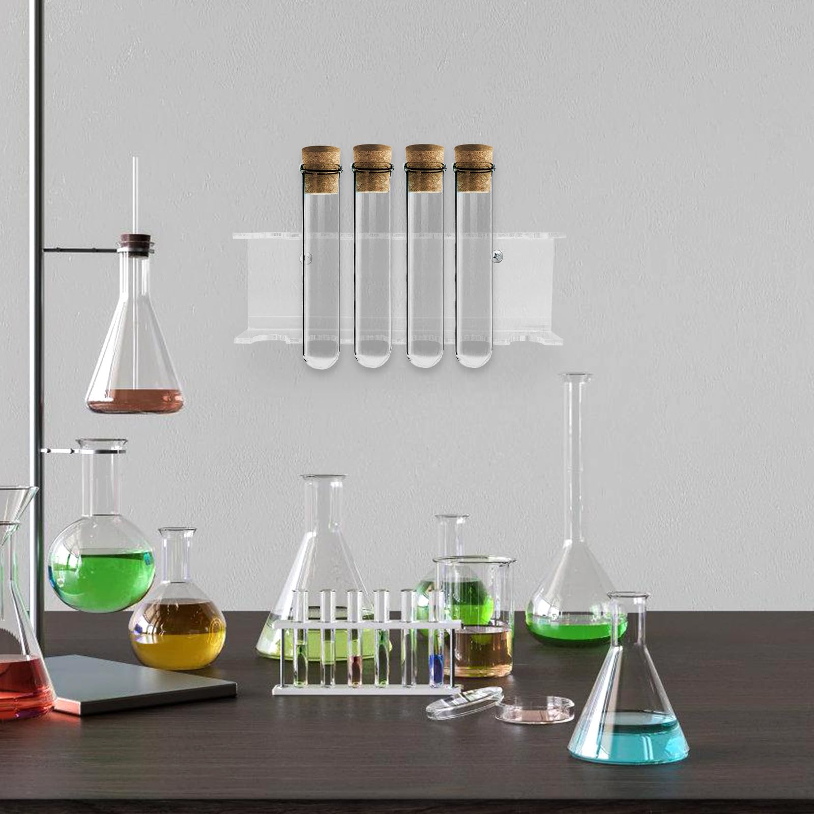 FOMIYES Pipettenhalter aus Kunststoff 6 Steckplätze Transparent Wandmontierbar Pipettenständer für Laborzwecke Platzsparend Stabil