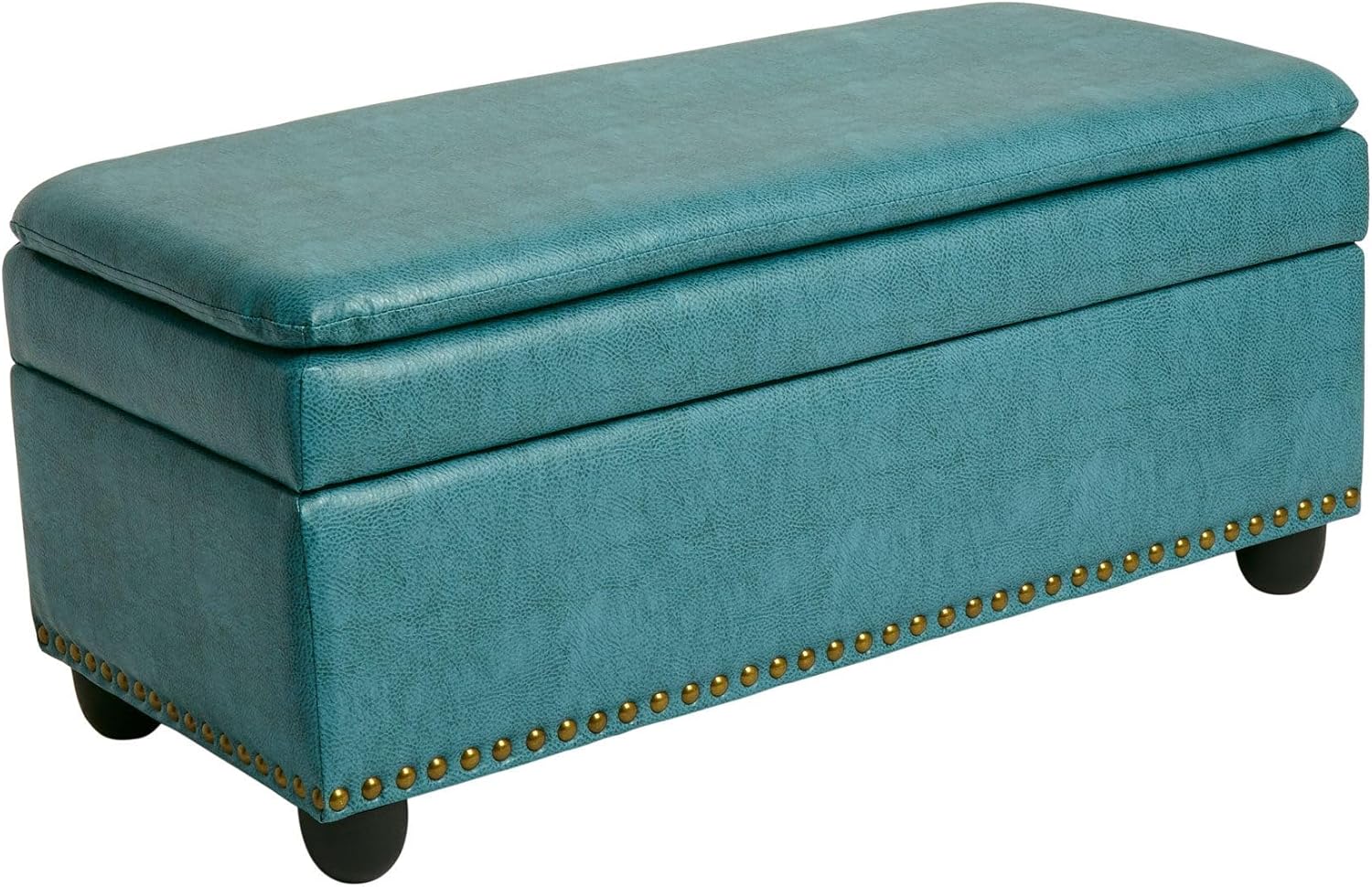 BrylaneHome 400 Lbs. Weight Capacity Extra Wide Studded Ottoman - Blue Haze