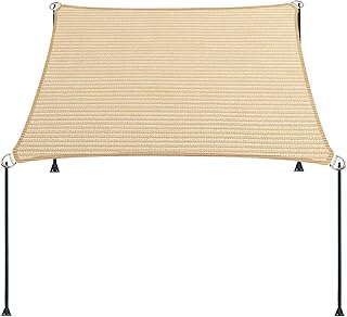 Sponsored Ad - 5' x 8' Beige Straight Edge Sun Shade Sail, Rectangle Awning Outdoor Shade Cloth Pergola Cover UV Block Fab...