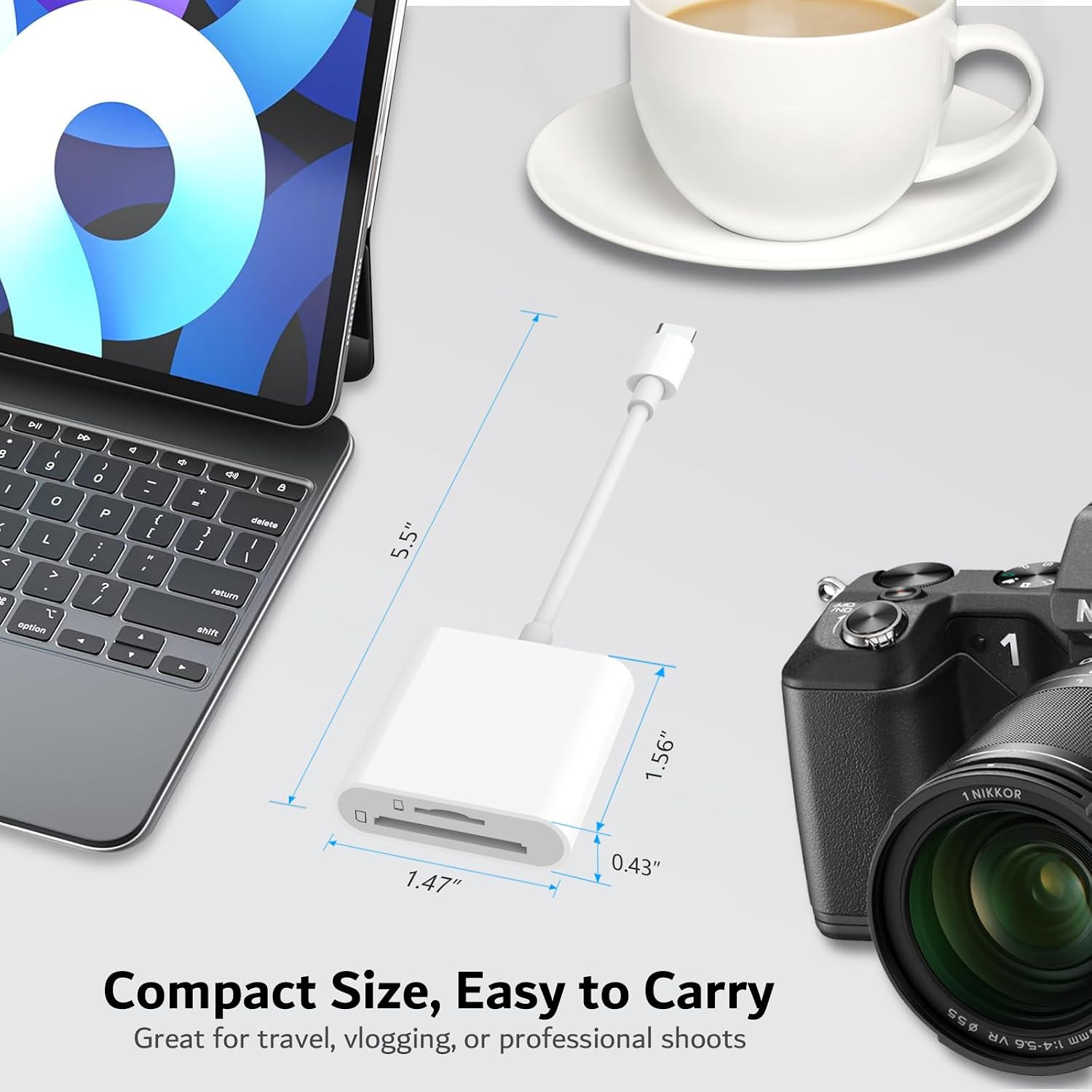 SD Card Reader USB C for iPhone 17/16/15 Series, AIDOUBARA Memory Card Reader with SD and Micro SD Slot, Digital Camera Adapter Compatible with iPad, Mac, MacBook, Kodak Pixpro and More Type C Devices