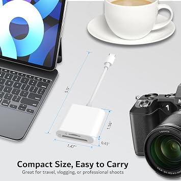SD Card Reader USB C for iPhone 17/16/15 Series, AIDOUBARA Memory Card Reader with SD and Micro SD Slot, Digital Camera Adapter Compatible with iPad, Mac, MacBook, Kodak Pixpro and More Type C Devices