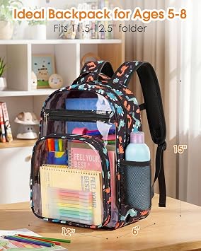 Soimeat Clear Backpack for Boys - Kids Clear Bookbag for Elementary School