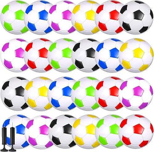 Soulchen 48 pelotas de fútbol a granel con bomba desinflada, tamaño oficial, pelota de fútbol deportiva para interiores y exteriores, pelota suave
