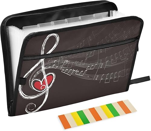 Carpeta de archivos expandible con 13 bolsillos con cierre de cremallera, carpeta de archivos de acordeón con etiquetas adhesivas, tamaño carta A4,