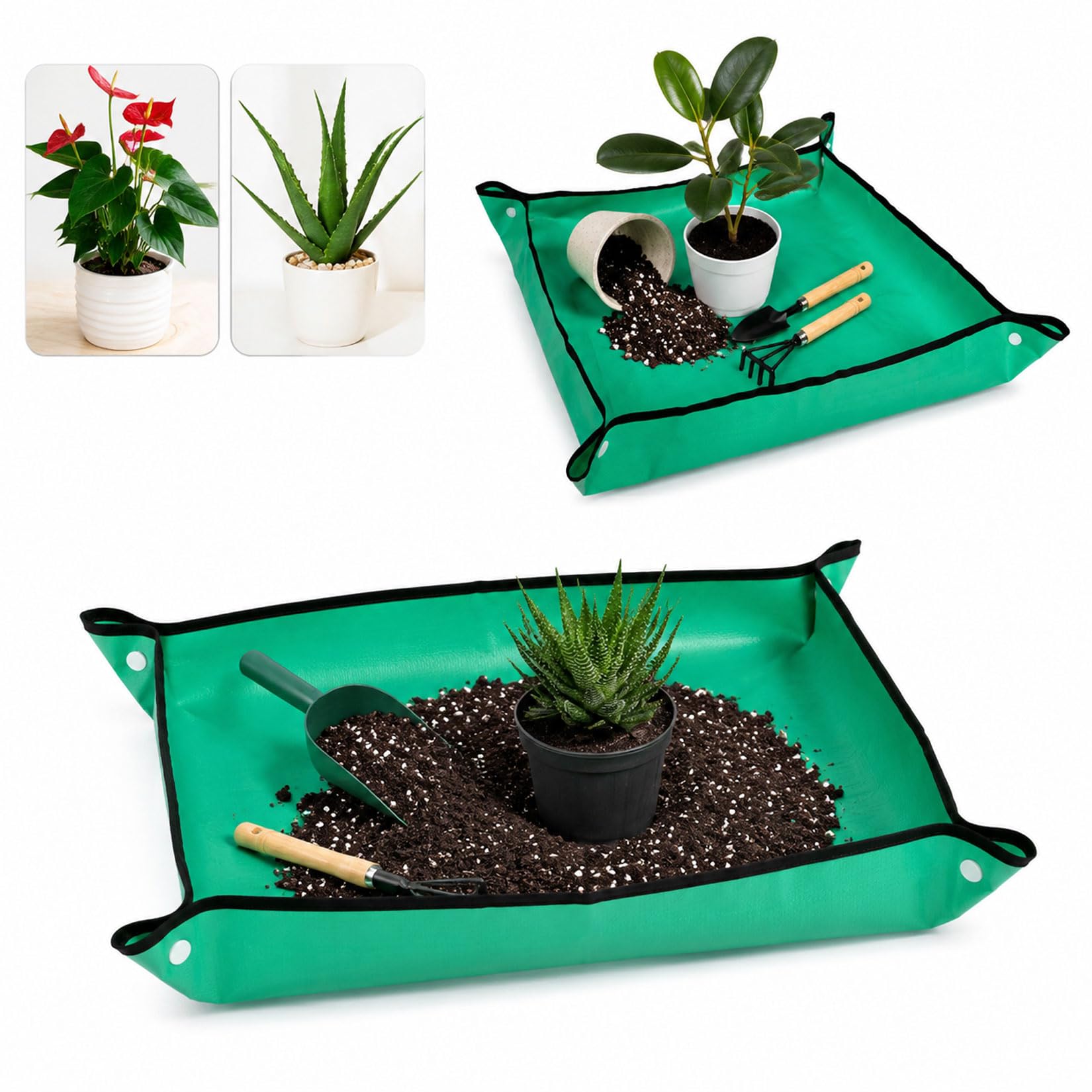 Xiaomoyu 2 Pcs Waterproof Foldable Plant Repotting Mat for Indoor Plants