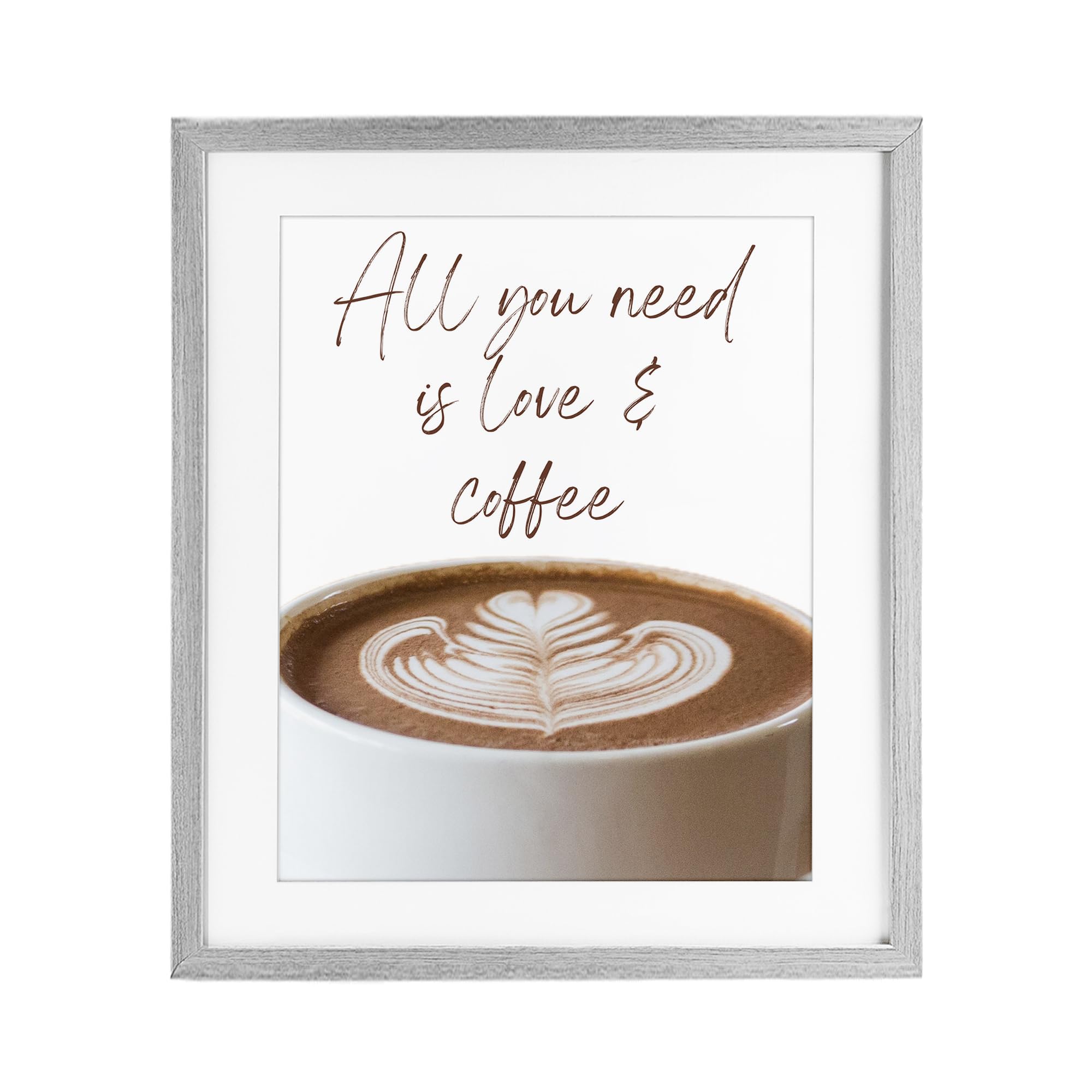 Stupell Industries Farmhouse Gray (Textured) 'All You Need Love & Coffee'| Framed Print Under Glass