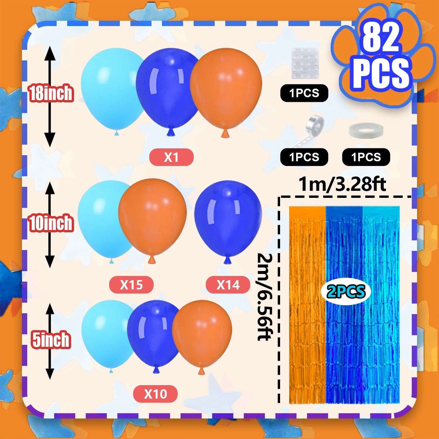 Blue Orange Balloon Arch Garland Kit Birthday Party Decorations image 5