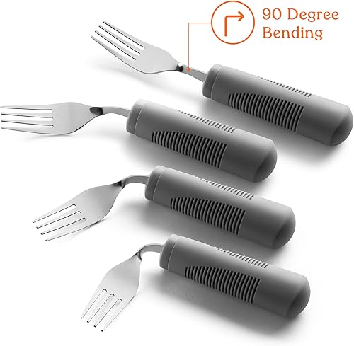Miniatura 3 de Special Supplies Utensilios adaptativos (juego de cocina de 4 piezas) con peso, asas antideslizantes para temblores de manos, artritis, uso de
