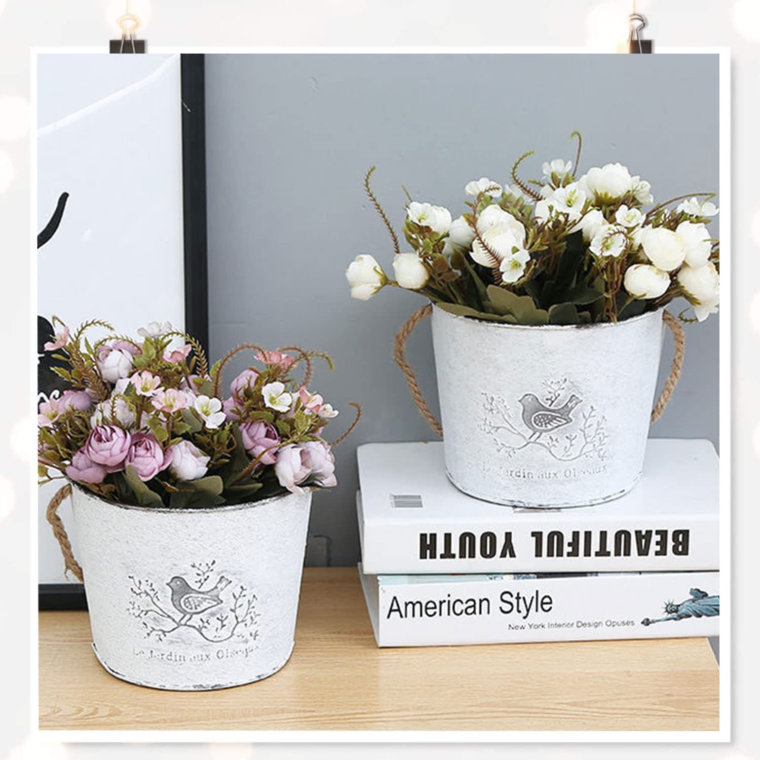 Blumenkorb Pflanzgefäße Hängetöpfe Blumentopf Wandvase Halbrunde Hängende Blumenkübel Innen und Außen Wand Hänge Dekoration für Innenhof Gartendekoration Sukkulenten Kräuterwand, 2 Stück