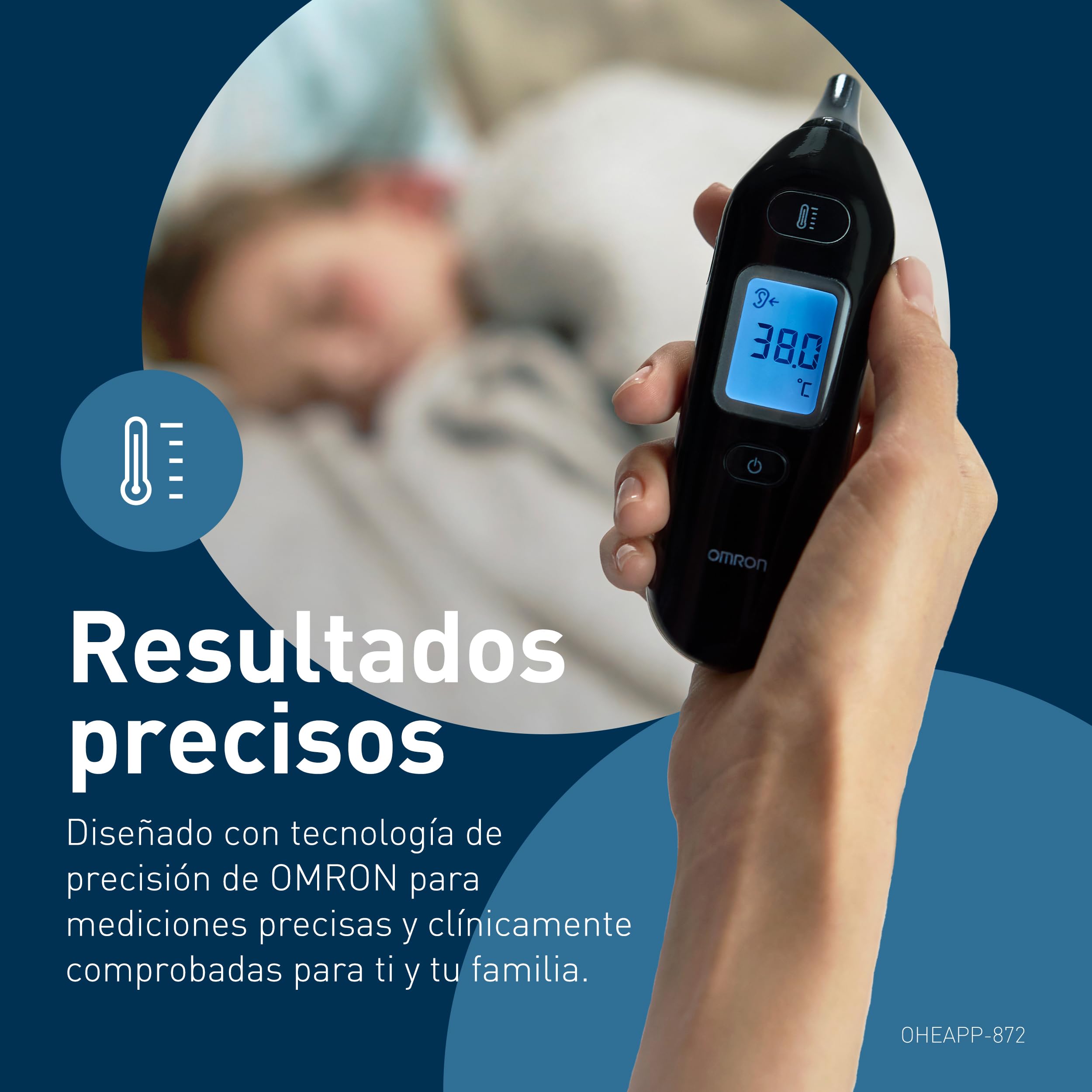 OMRON Gentle Temp 533 Termómetro digital – Termómetro oído bebé e infantil, termómetro infrarrojos sin cubiertas de sonda, medición 1 segundo, preciso, silencioso, memoria 30 lecturas, negro