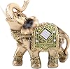 Lucky Wealth Elephant Statue, Elegant Elephant Trunk Feng Shui Elephant Collectible Figurine Sculpture Decoration Statue Wealth Lucky Figurine Home Office DecorM