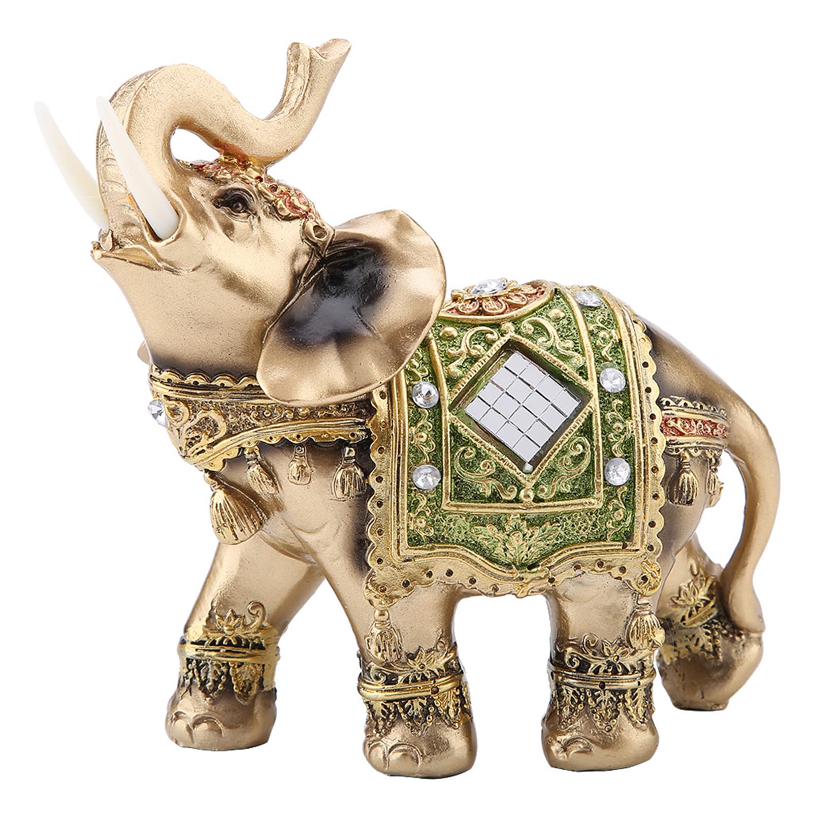 Lucky Wealth Elephant Statue, Elegant Elephant Trunk Feng Shui Elephant Collectible Figurine Sculpture Decoration Statue Wealth Lucky Figurine Home Office Decor(M)