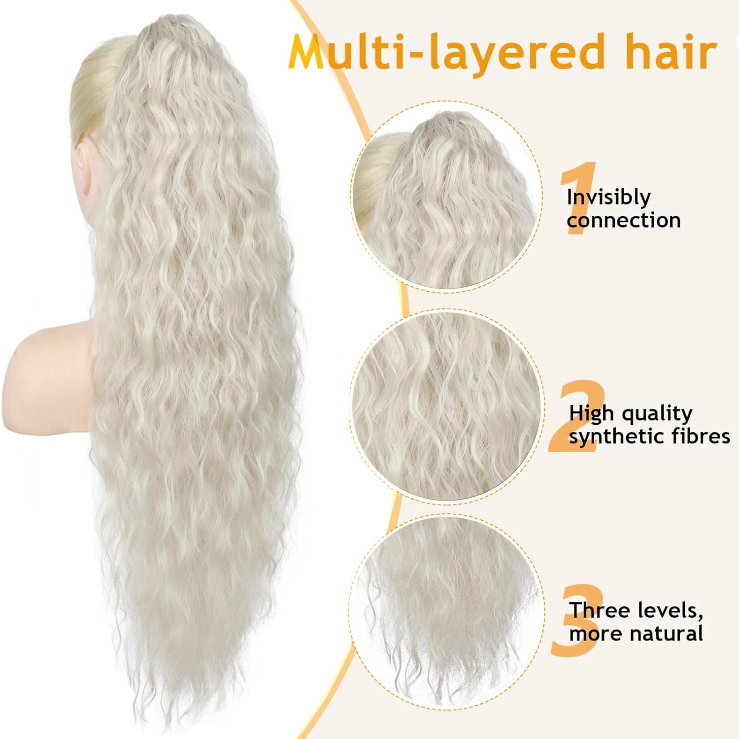 PORSMEER Claw Ponytail Hair Extension 30 inches - Image 3