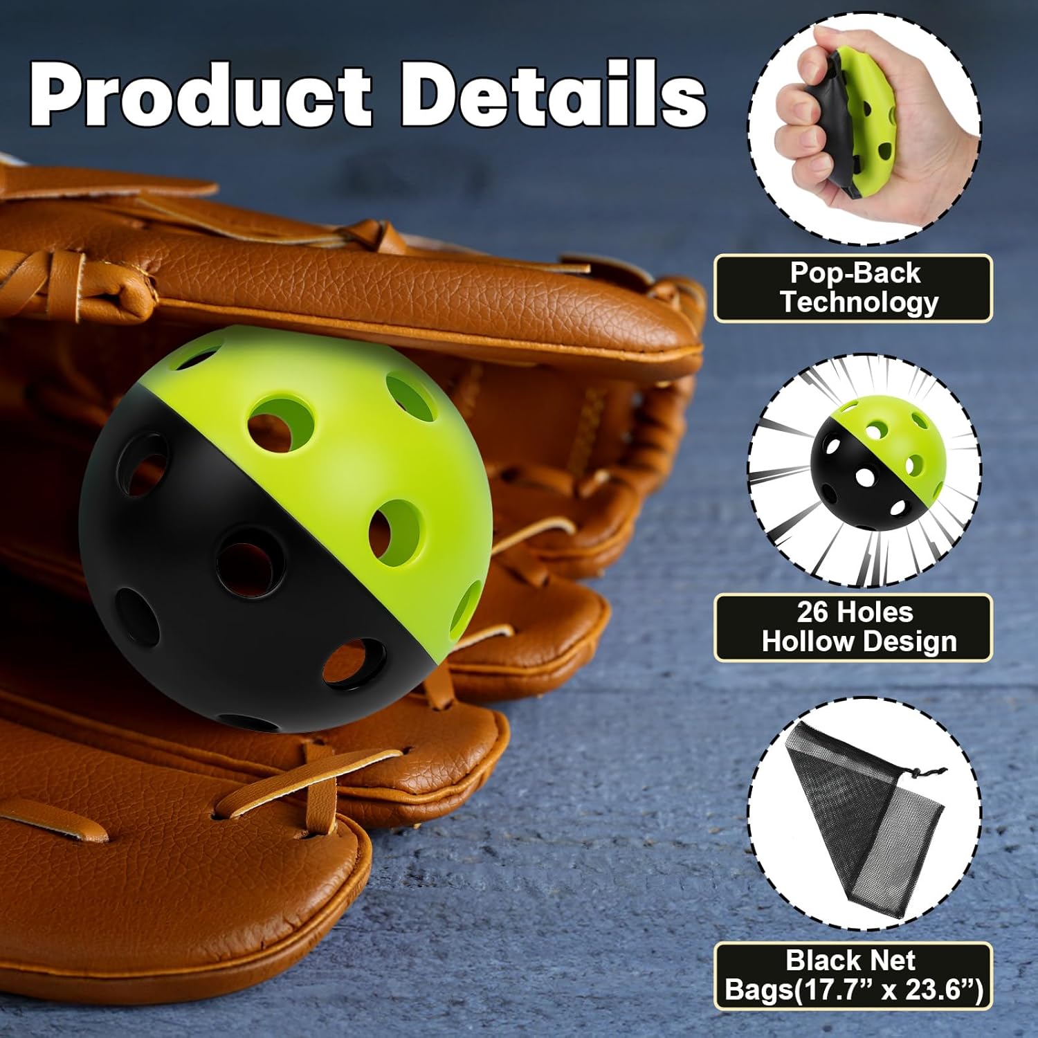 Mototo 12/30/60 Practice Baseballs for Hitting, 2.8 Inch Plastic Soft Baseballs for Practice Lightweight Soft Ball Hollow Training Softball for Sport Pitching Batting