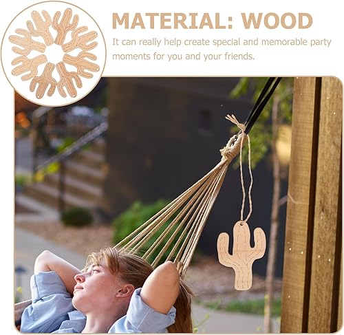 Miniatura 6 de 10 adornos de cactus de madera natural, adornos rústicos para colgar en madera