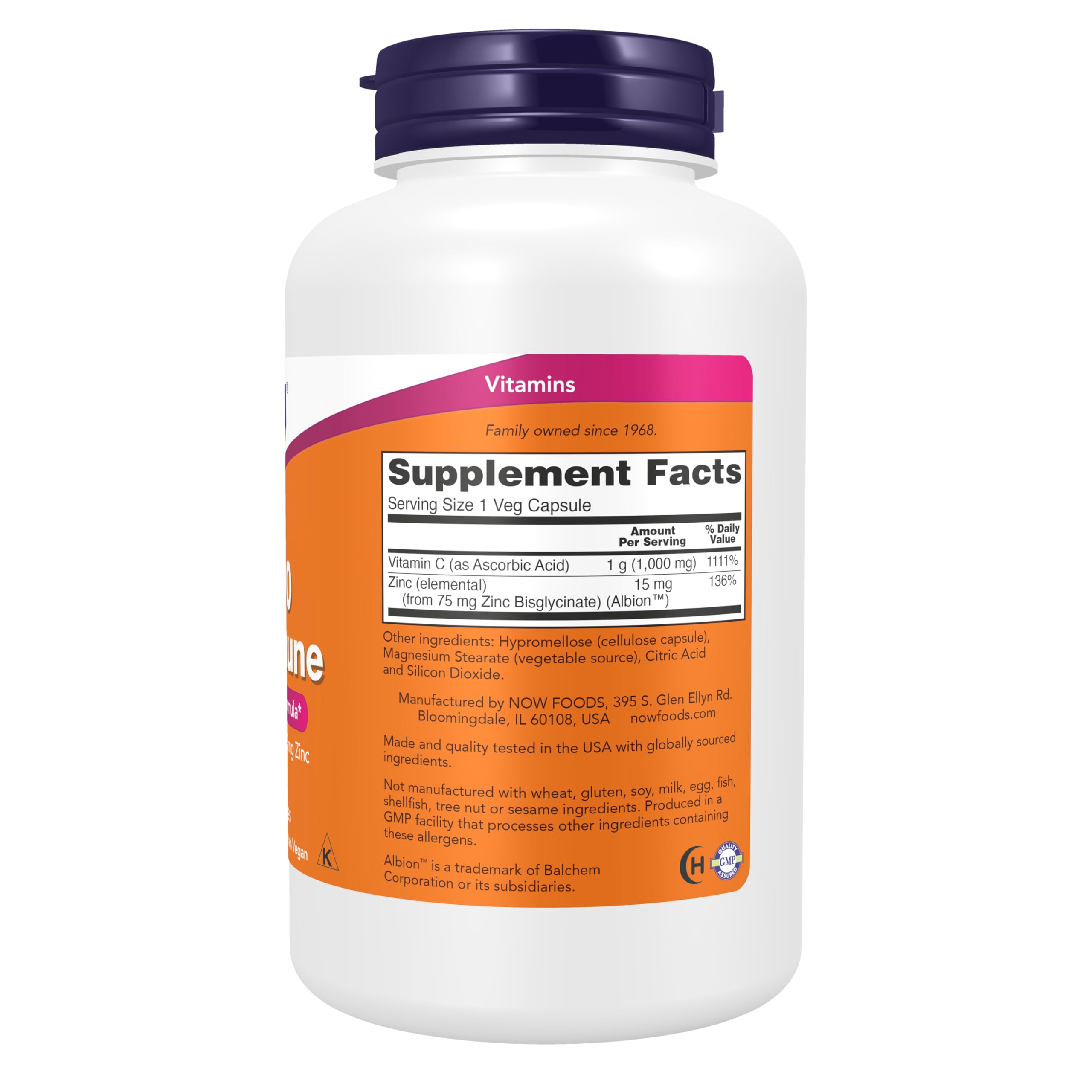 NOW Supplements, C-1000 & Zinc Immune, Seasonal Formula*, 180 Veg Caps — Amazon image 2