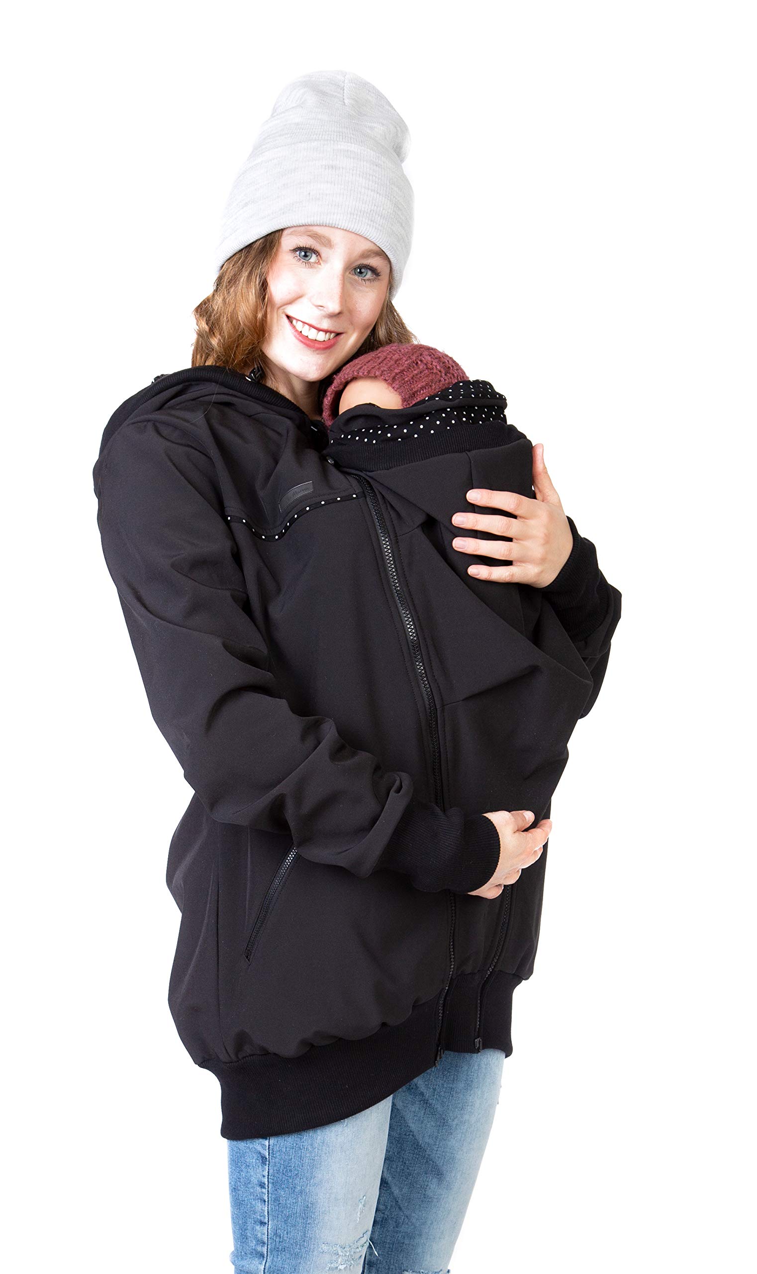 Viva la Mama 4in1 Tragejacke für Tragen auf dem Rücken oder der Brust, Softshell, Umstandsjacke + Kängurujacke - AVENTURIS