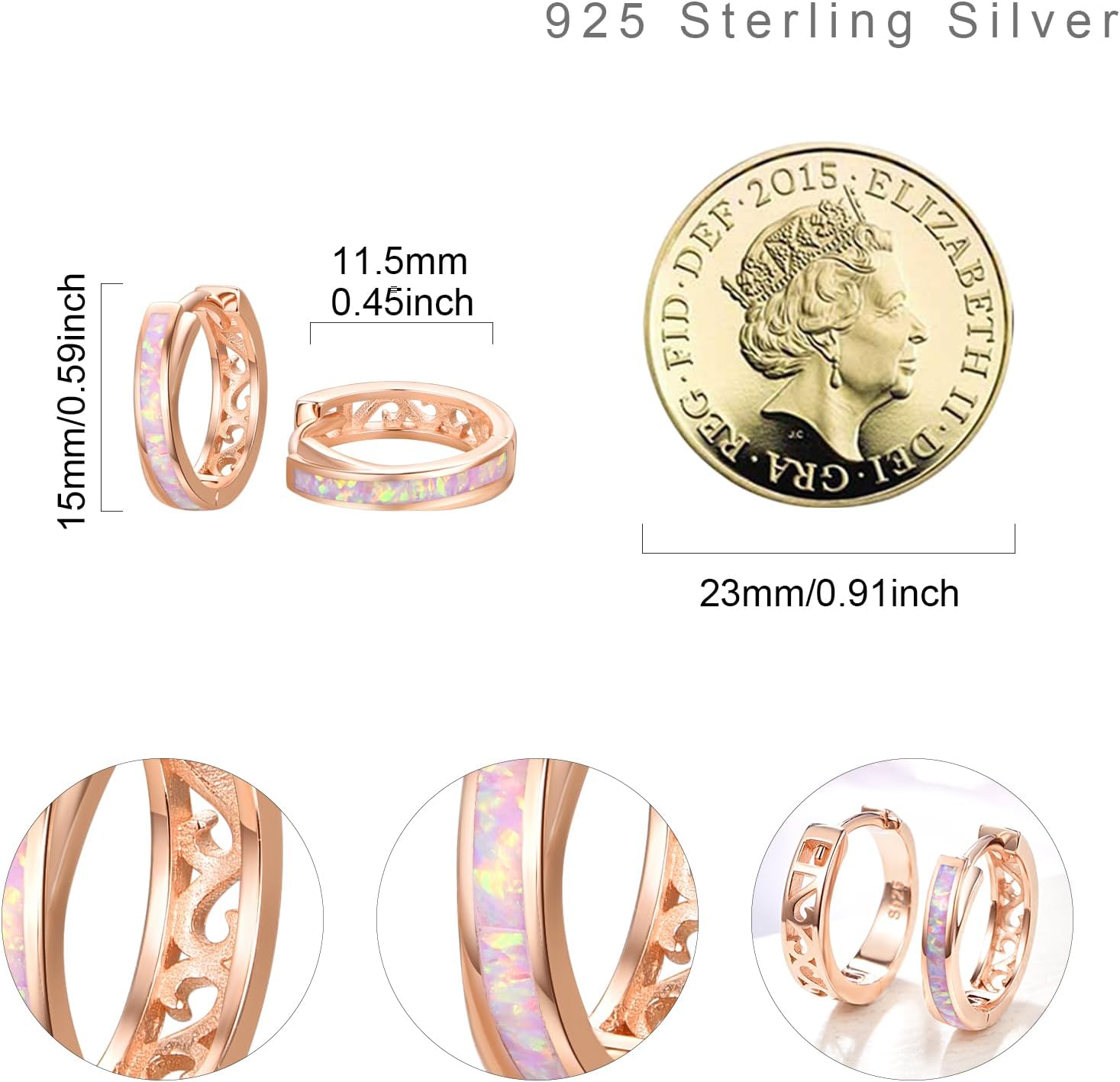 TANGPOET Opal Earrings for Women 925 Sterling Silver Small Sleeper Earring, Hypoallergenic Huggie Earrings, Opal Silver Earring, Jewelry Gifts for Her - Image 3