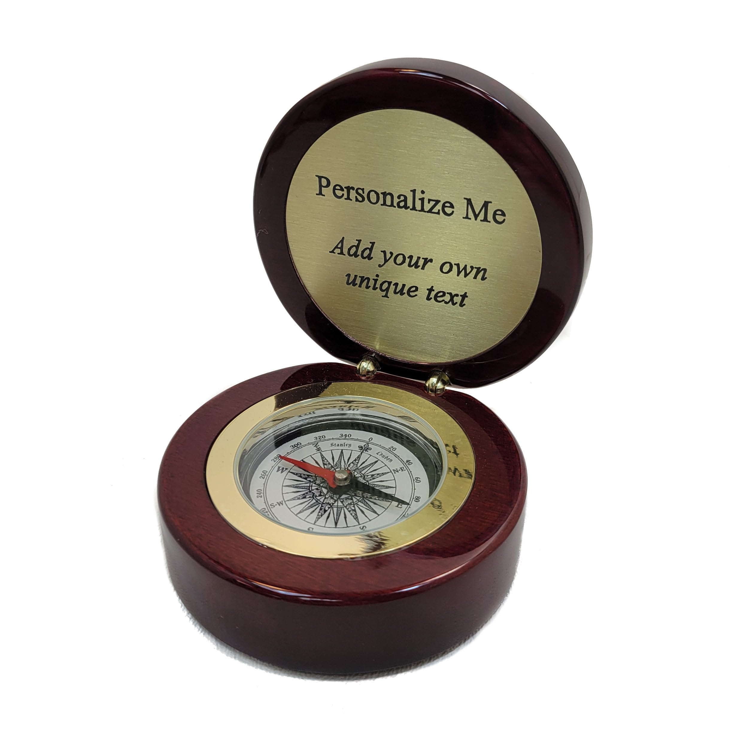 Engravable Executive Navigator Desk Compass in Luxurious Lacquered Piano Finish Case | Personalized Compass Gift Engraved with a Custom Message or Select from Pre-Engraved Plaques (Design My Own)