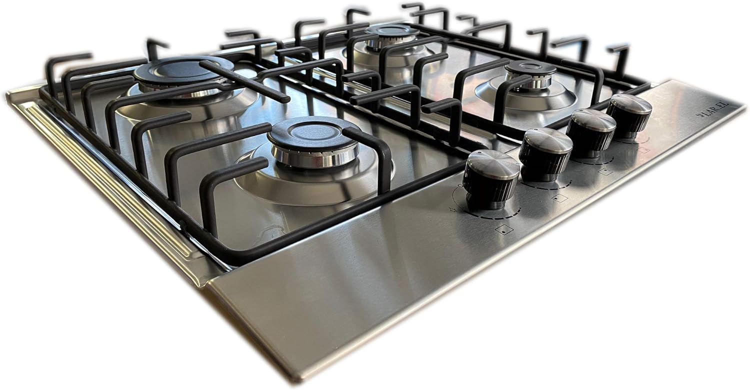 Piano cottura LAREL P848X 4 fuochi gas METANO o GPL incasso INOX valvolato acc. elettronica Piano cottura LAREL P848X 4 fuochi gas METANO o GPL incasso INOX valvolato acc. elettronica