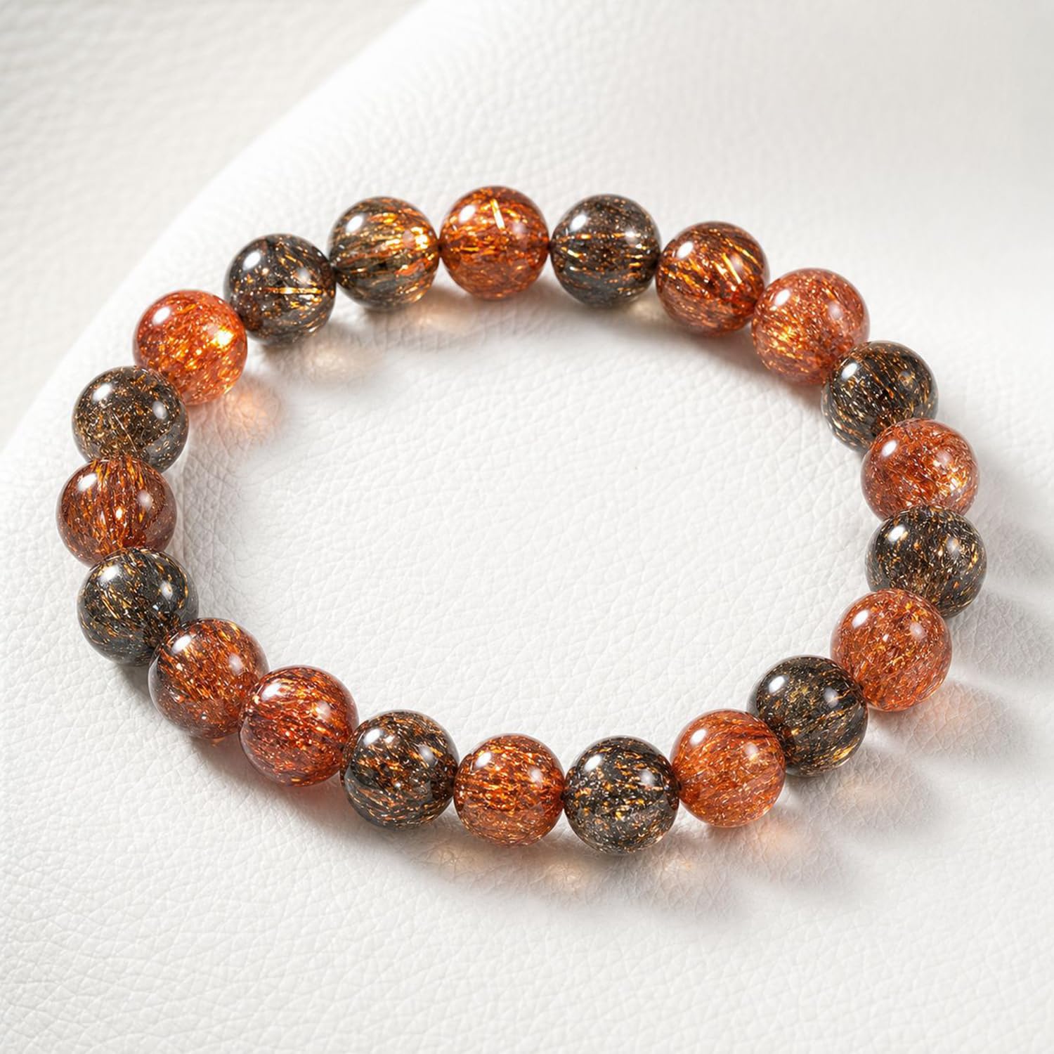 Braccialetti neri in oro perline quarzo Super Seven, cristalli naturali | Braccialetti con perline per uomo e donna, gioielli per la guarigione della ricchezza