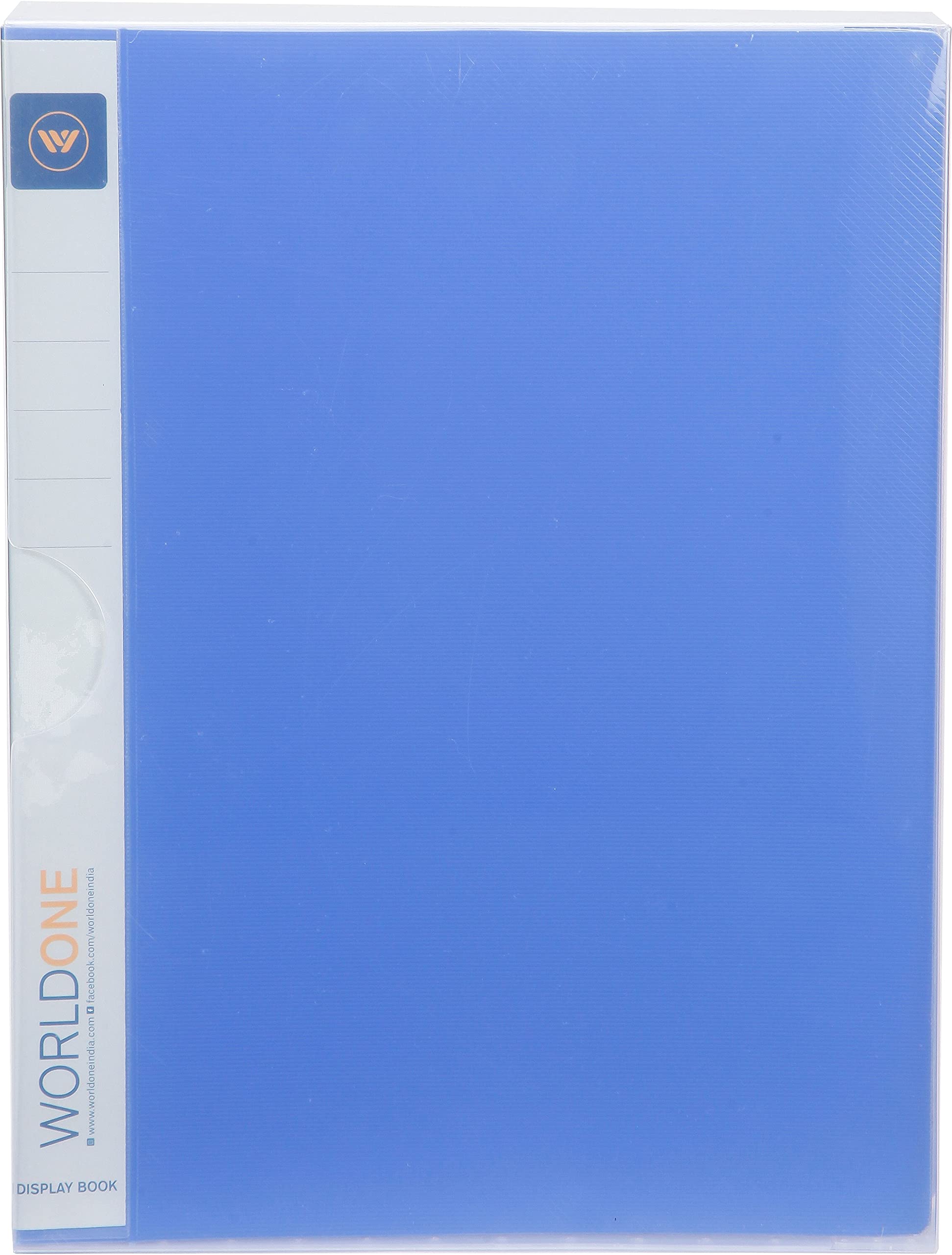 Worldone A4 Size | Presentation Display Book File for Documents | 1.5mm Thick PP Board | Ultra Clear 100 Pockets with Case | Project Folder for School and Offices | Blue (Set of 1) 1