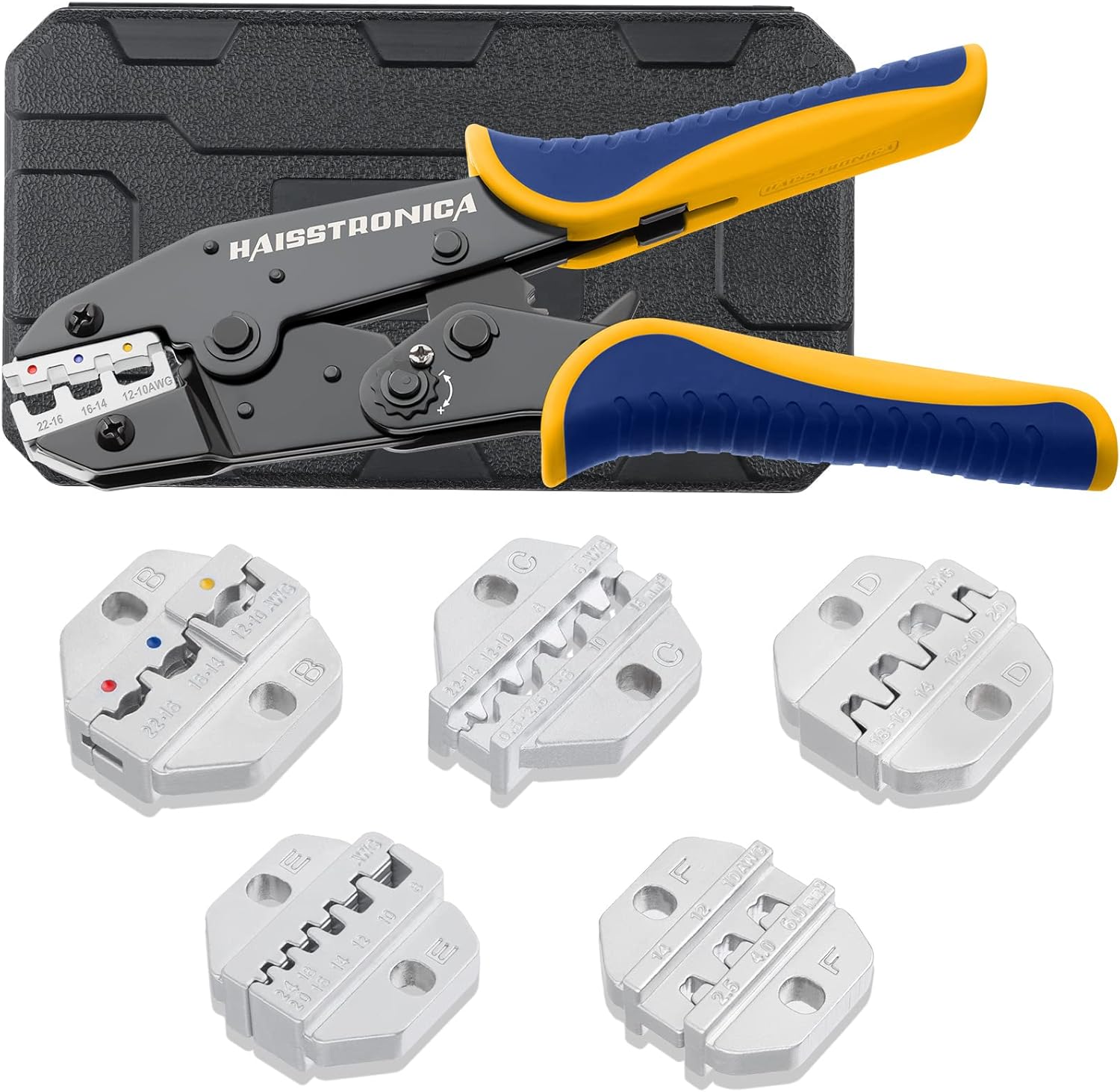 haisstronica 6PCS Crimping Tool Set - Ratchet Wire Crimping Tool for Heat Shrink