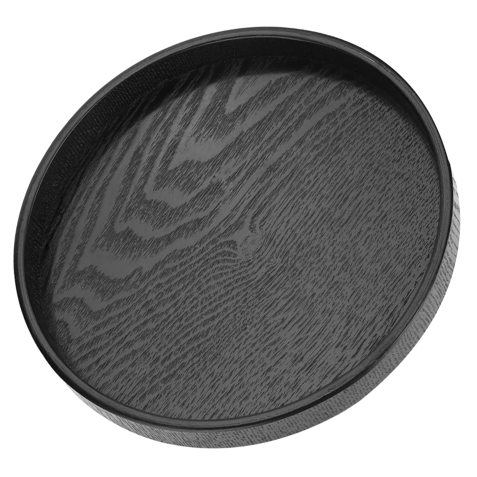 Raguso Black Wooden Tray Serving Tray Round Tea Coffee Snack Meal Transfer Tray Breakfast Tray Versatile Serving Tray For Cafe Restaurant Hotel (M 24 Cm)