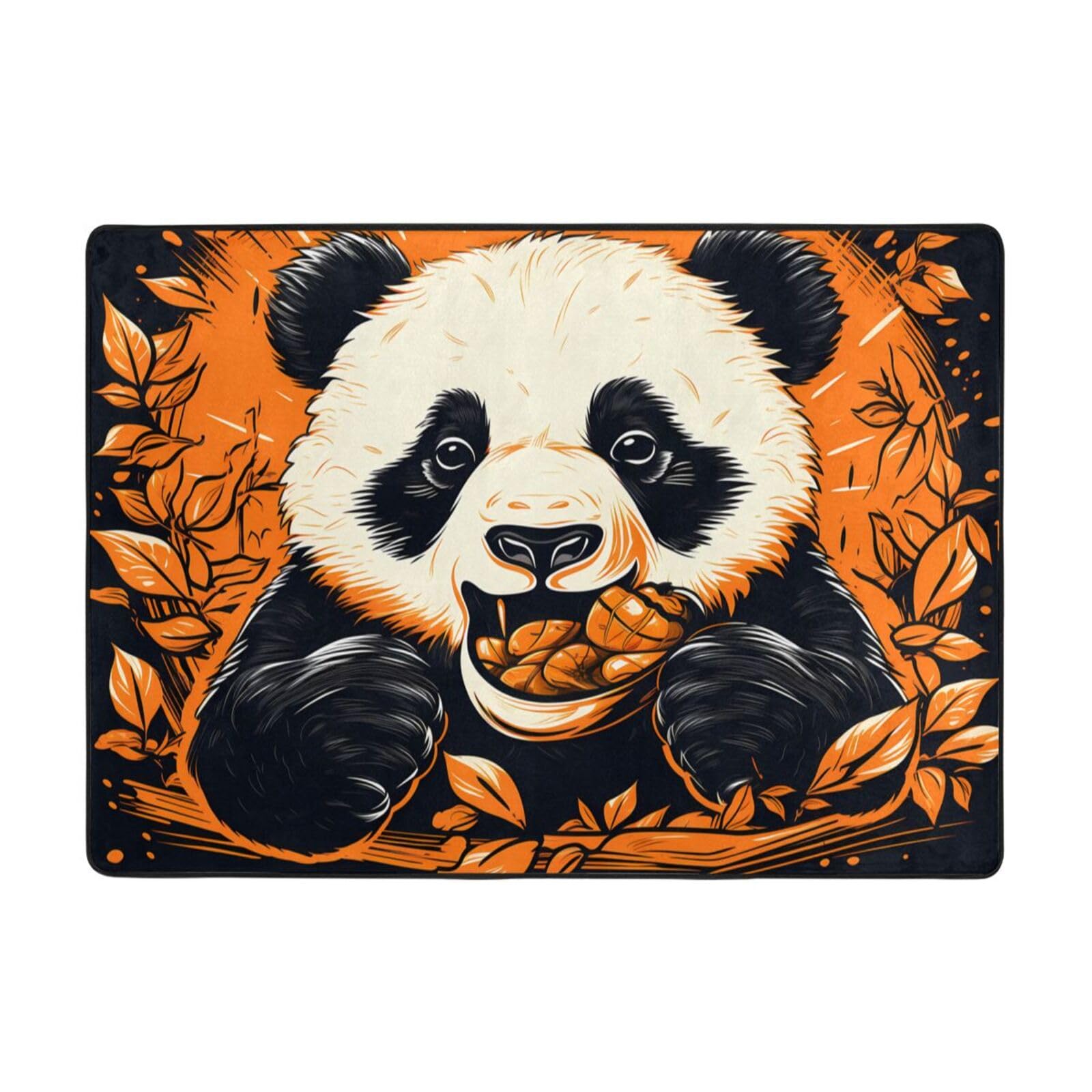 Tapis panda flanelle anti-froid sol pour grand salon