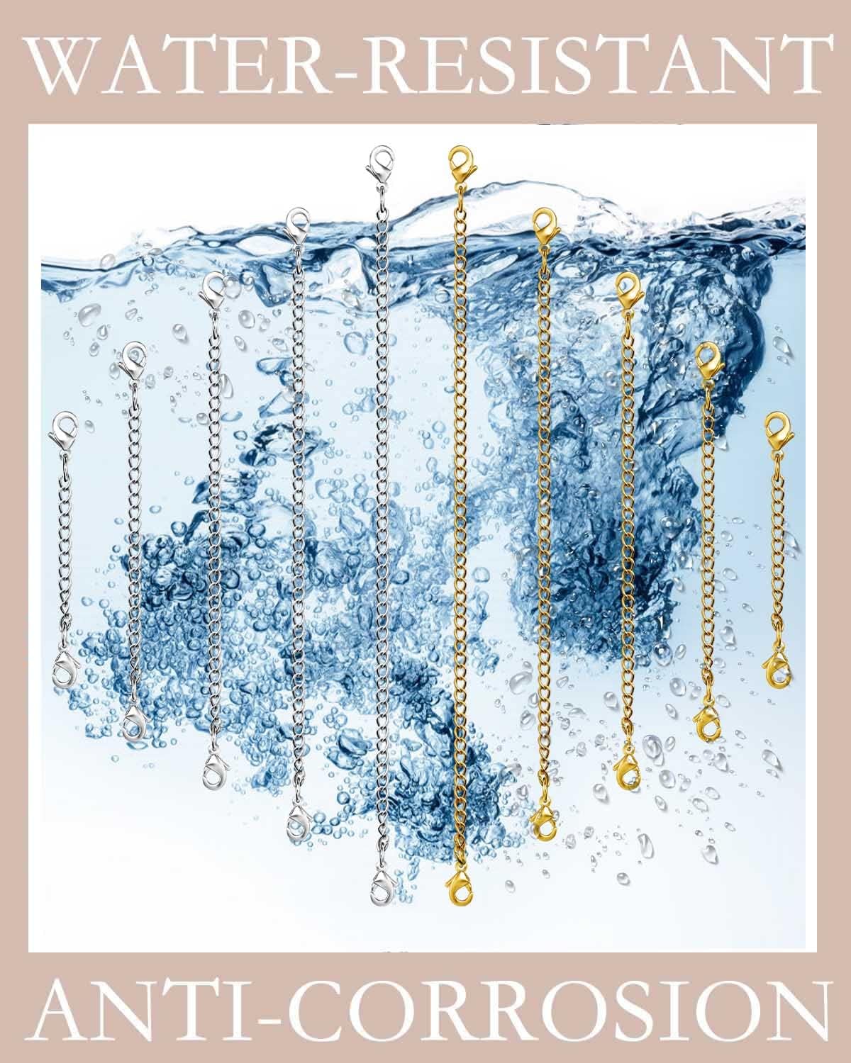 OHINGLT Necklace Extender 10Pcs Chain Extenders for Necklaces Bracelet, 14K Gold and Silver Plated Stainless Steel Extension Chain for Women Jewelry Making - Image 6