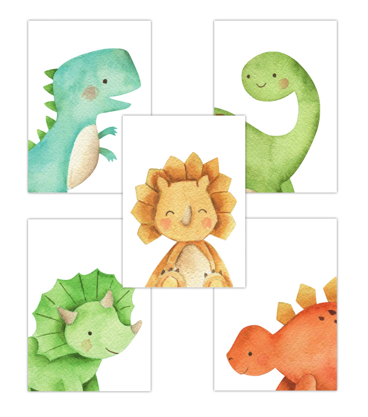 Panda whale dino pictures children's room boy cute baby dinosaur decoration 5-piece poster set for children DIN A4